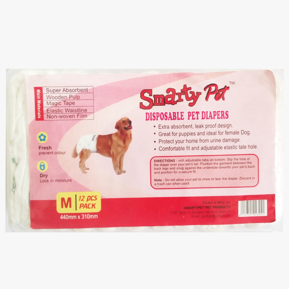 Smarty Pet Disposable Dog Diapers 12 Pieces Medium Pets Friend