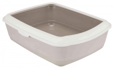 CLASSIC CAT LITTER TRAY WITH RIM, TAUPE/ LIGHT TAUPE