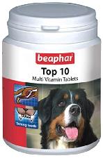 Beaphar Top 10 Dog Supplement Tablets Improves Skin & Coat Boosts Bones Development & Teeth (160 Tablets)